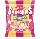 Squashies Drumstick Candy - Strawberry, Sour Cherry and Apple, Bubblegum, Rhubarb and Custard ,Original Raspberry and Milk Flavor Candies 120g Each - Imported from the UK